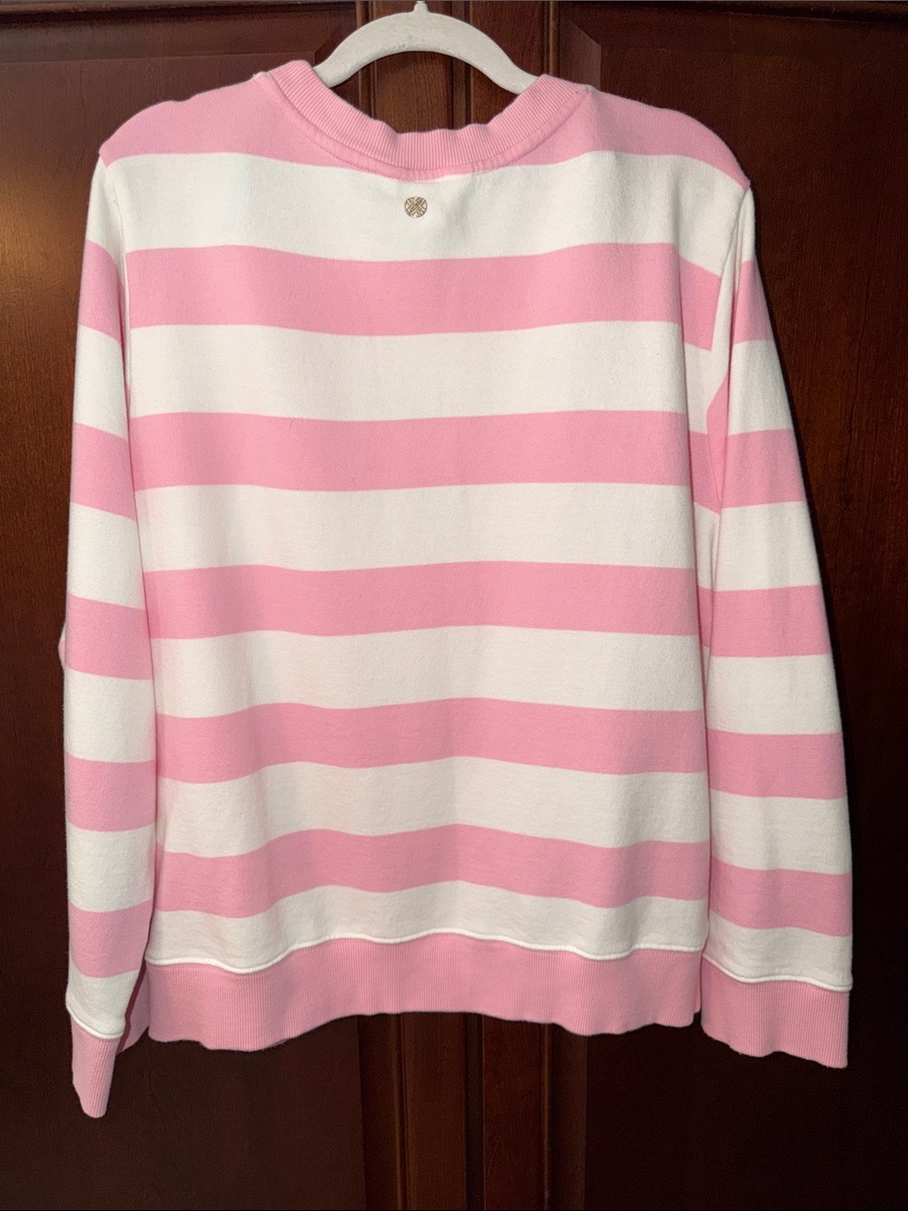 Lilly Pulitzer Pink & White Striped Palm Embroidered Sweatshirt - Picture 5 of 6